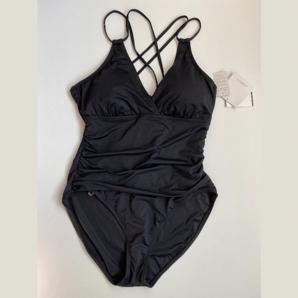 La Blanca Island Goddess Underwire One Piece Swimsuit Womens 16 Black LB01G16